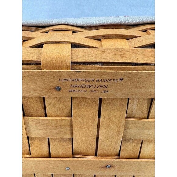 Longaberger 2002 Classic Rectangular Basket With Liner And Plastic Divider 13" - Picture 3 of 6
